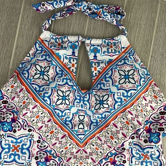 Women's Halter Neck Boho Keyhole One-Piece Swimsuit 2XL - Picture 3 of 11